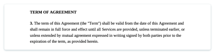 Independent Contractor Agreement duration