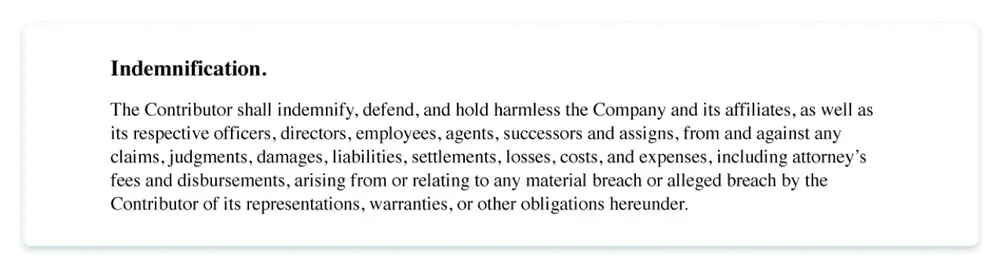 freelance contract indemnification