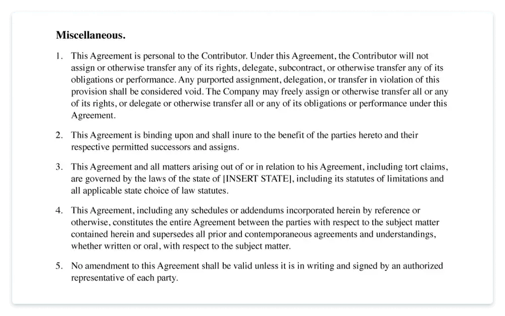 freelance contract miscellaneous